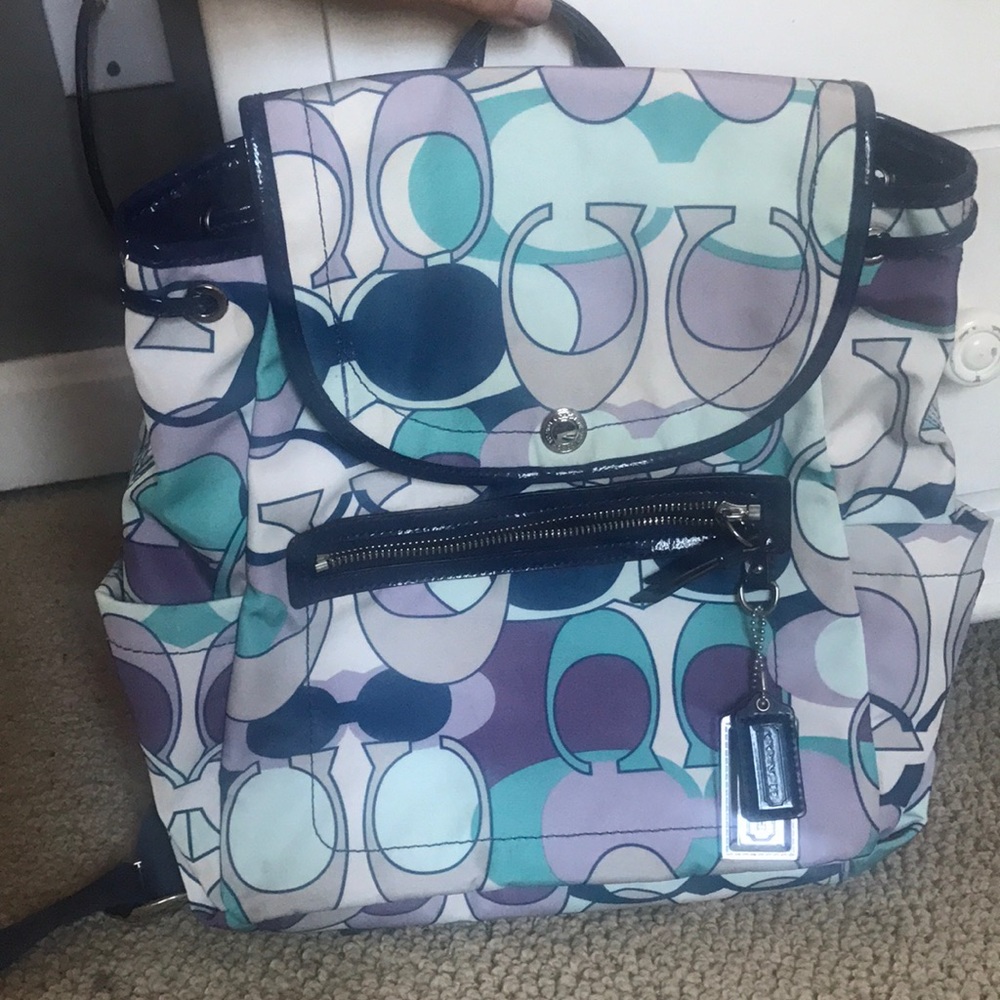 Authentic coach kyra scarf print purse/backpack